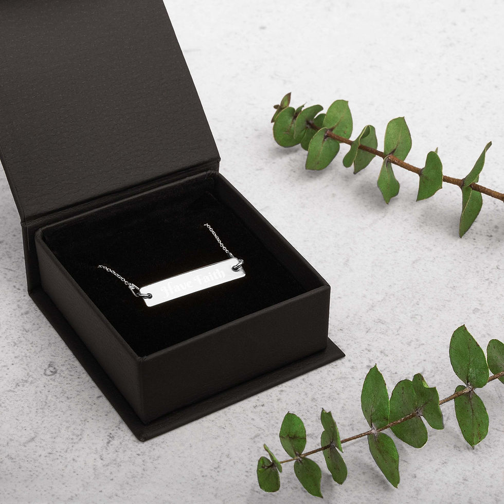 Thumbnail: Have Faith - Engraved Silver Bar Chain Necklace