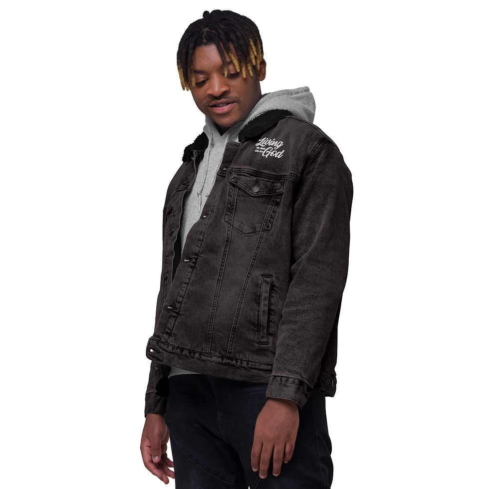 Thumbnail: Living my Best Life for God - Unisex denim sherpa jacket