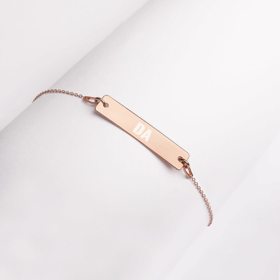 Thumbnail: DA - Engraved Silver Bar Chain Bracelet
