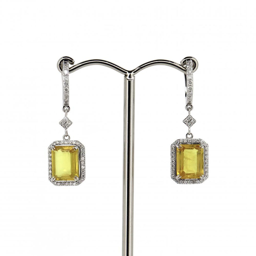 Lot 436 14K White Gold, Yellow Sapphire and Diamond, Drop Earrings