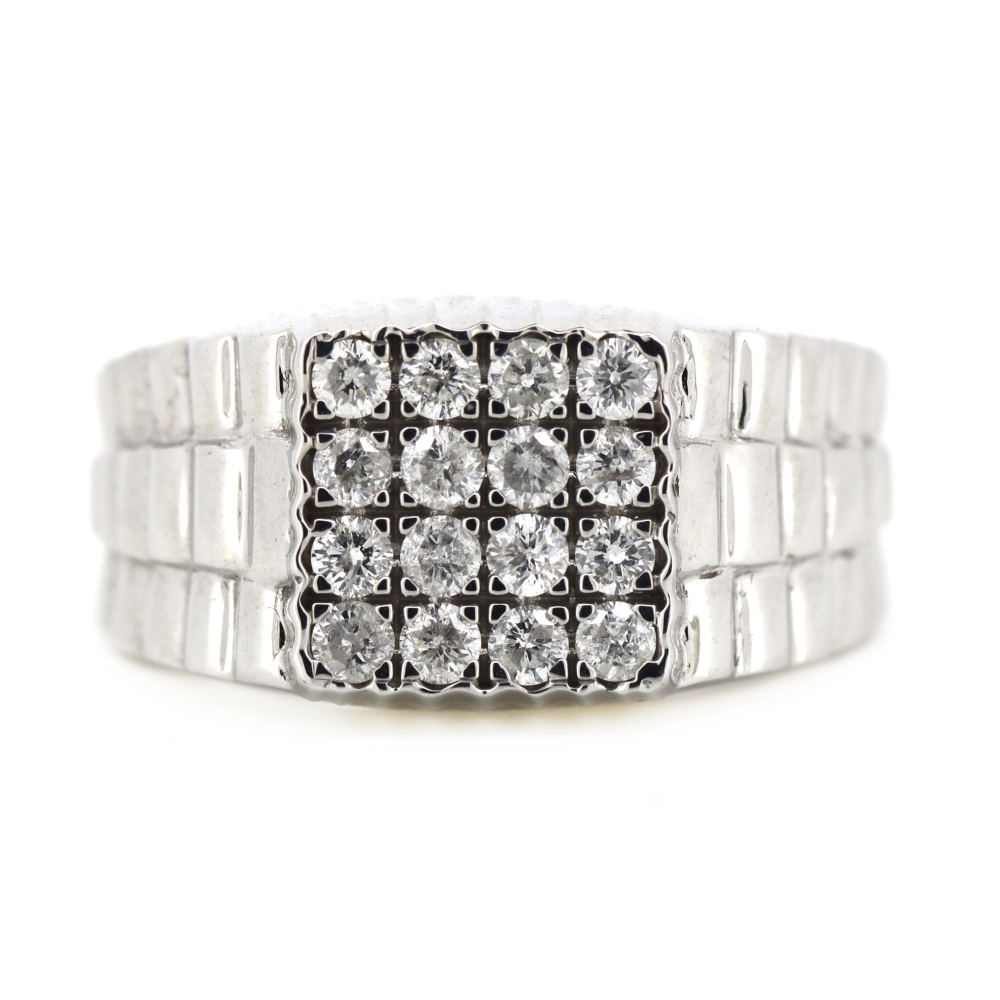 Item OS35:14K White Gold, 1.01ct TDW Diamond, Gents Ring
