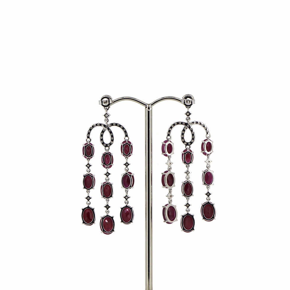 Thumbnail: Item OS106:14K White Gold, Ruby and Diamond, Chandelier Earrings