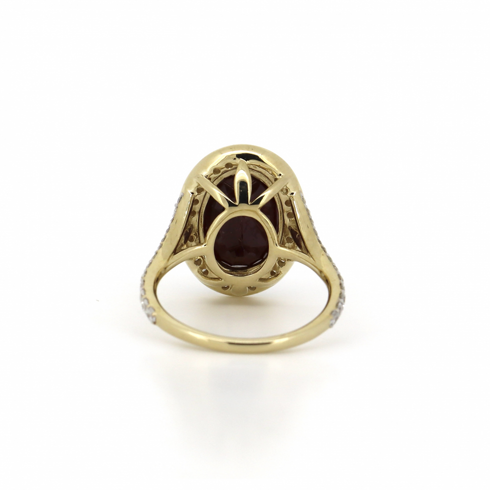 Thumbnail: Item OS99:14K Yellow Gold, Ruby and Diamond, Statement Halo Ring