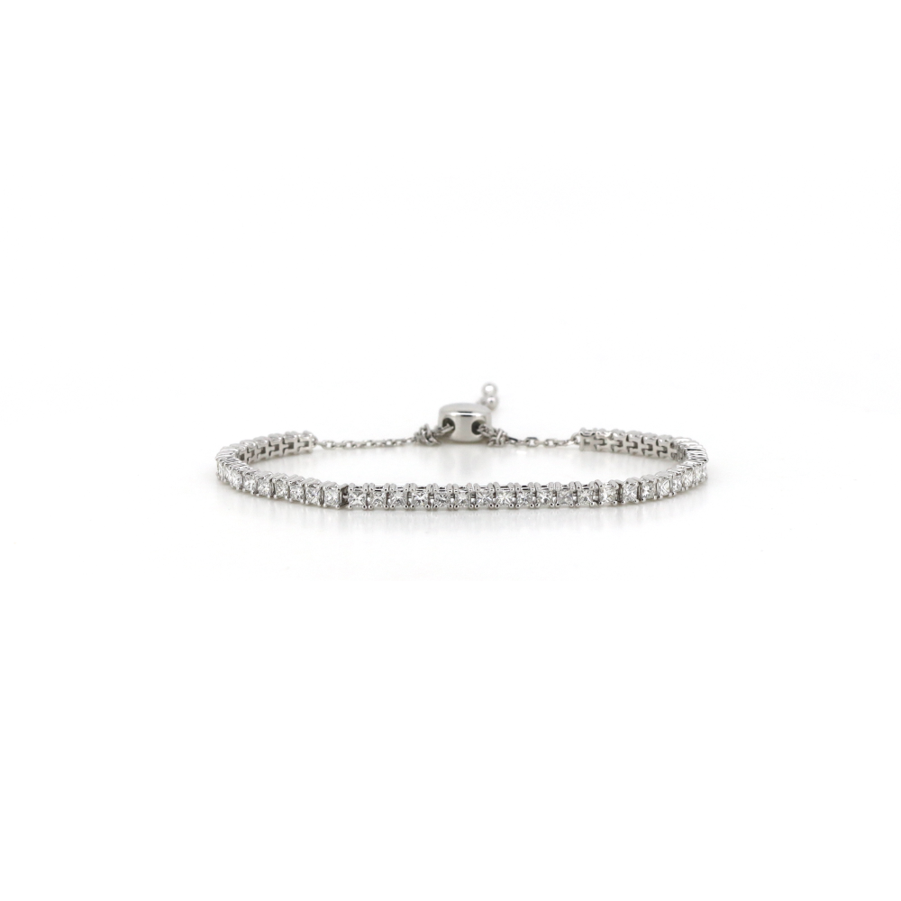 Item OS41:14K White Gold Diamond Tennis Bolo Bracelet
