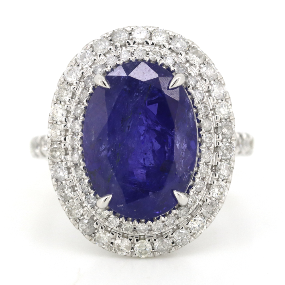 Item OS208:14K White Gold, 8.49ct Tanzanite and Diamond, Statement Ring