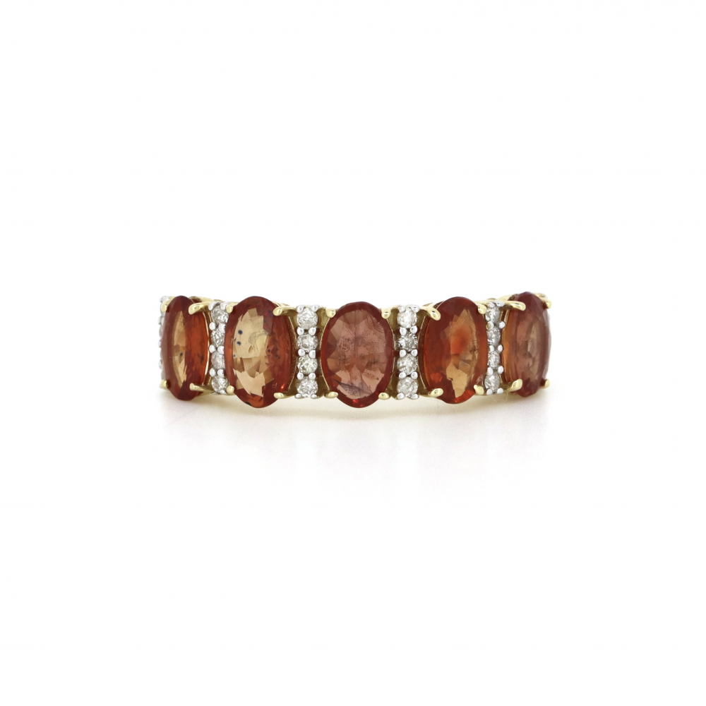 Item OS191:14K Yellow Gold, Orange Sapphire and Diamond, Eternity Ring