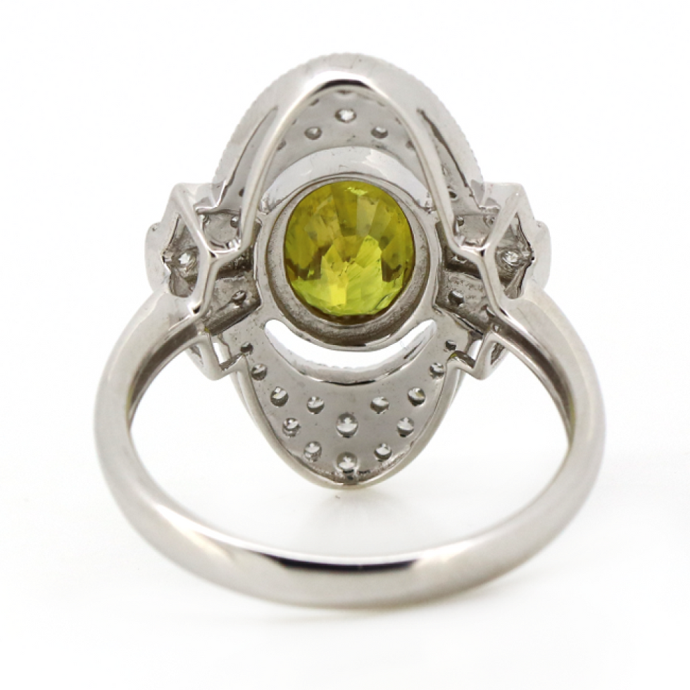 Thumbnail: Item OS193:14K Yellow and White Gold, Yellow Sapphire and Diamond, Halo Ring