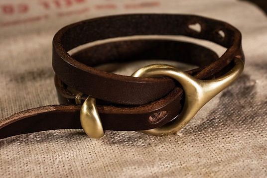 Leather bracelet -mat brass- | ANALOG SILVER