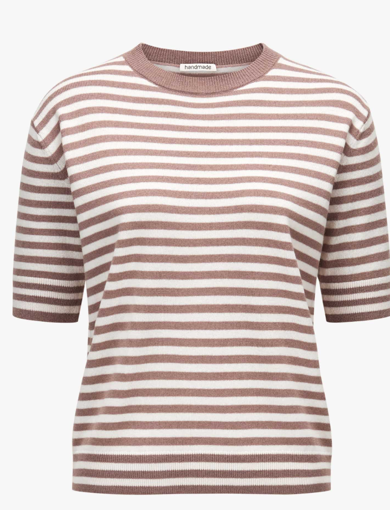 Rundhals-Strickshirt kurzarm aus Merino-Kaschmir