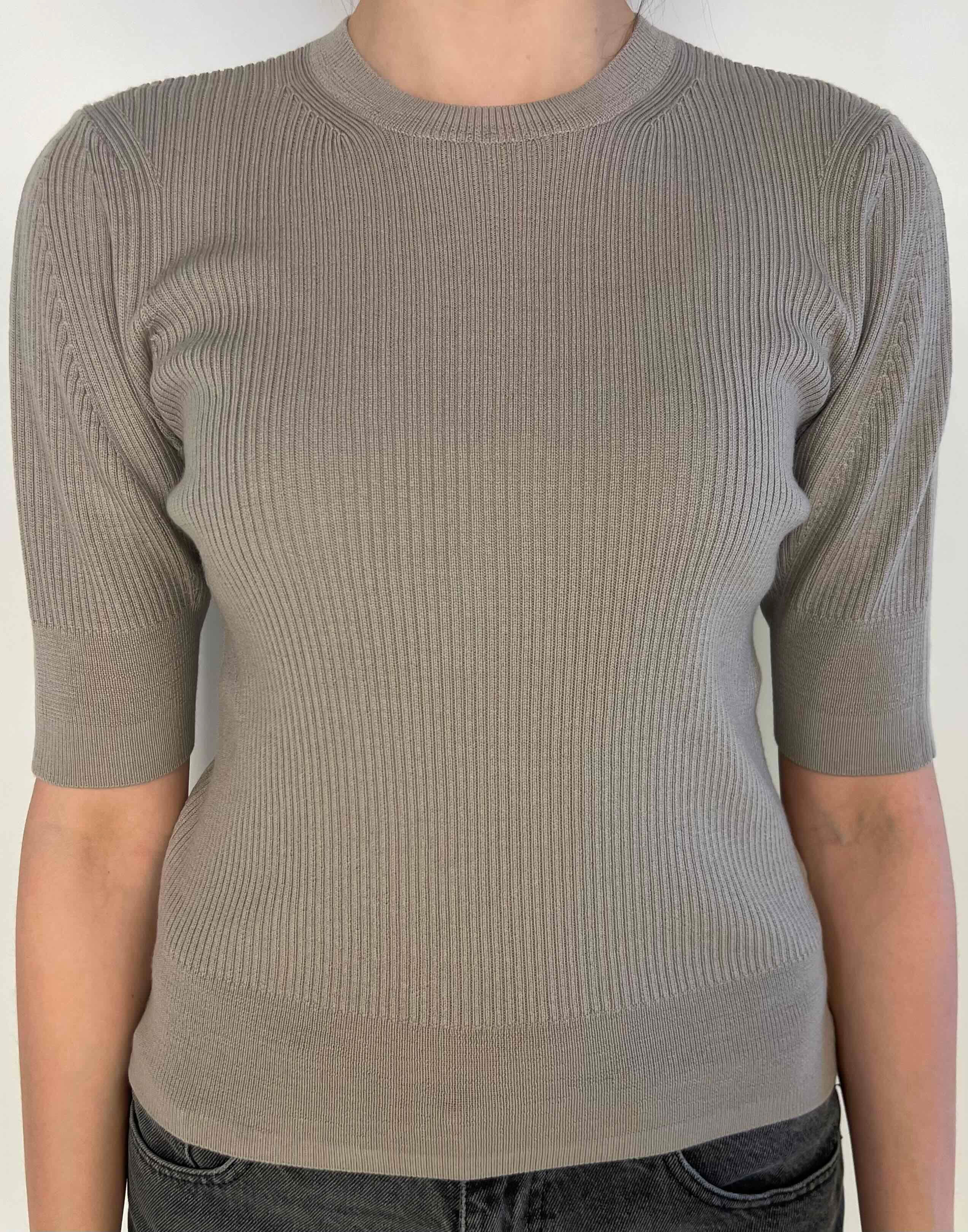 Rundhals-Pullover, kurzarm aus 100% Merinowolle
