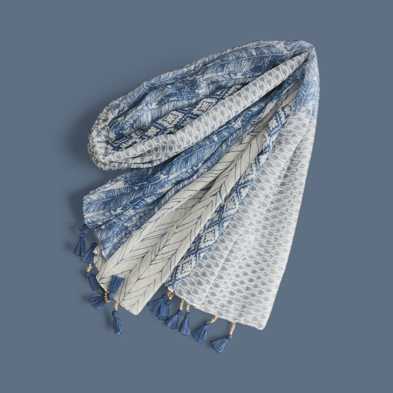 Scarf Boho tassel and Beads 100% cotton