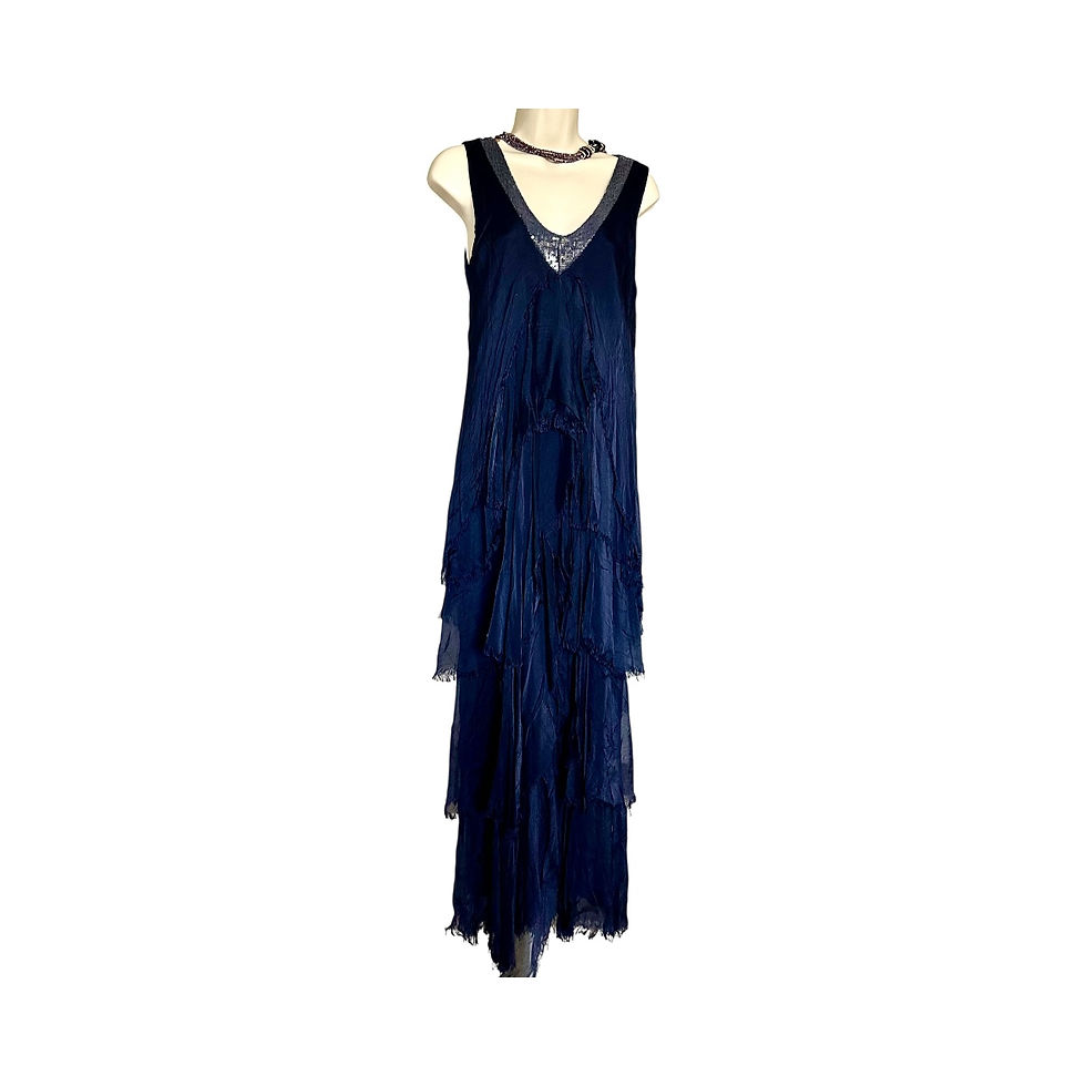 Thumbnail: Silk and Sequin Maxi Ruffle Dress