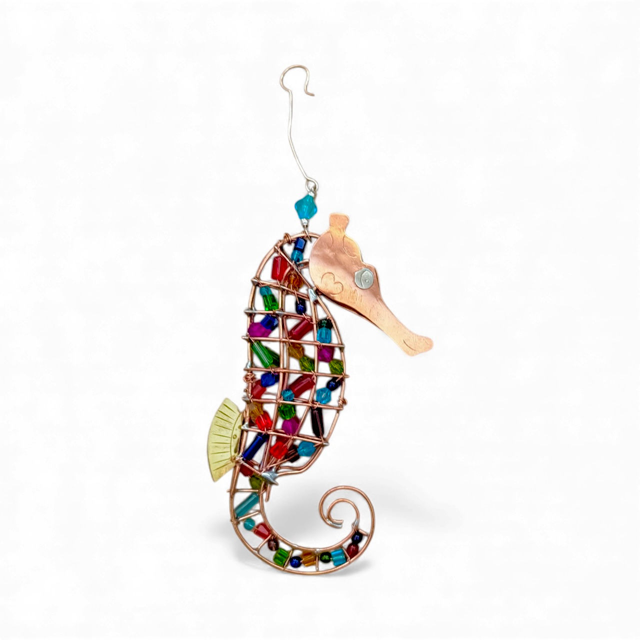 Bronze Nickel and Copper Hanging Ornament Handmade Seahorse