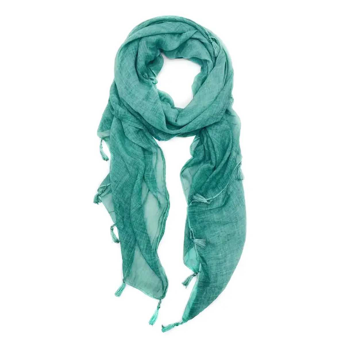 SOLID TASSEL-TRIM SCARF 100% Cotton