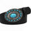 Thumbnail: Leather Belt with Turquoise Alloy buckle Vintage Look