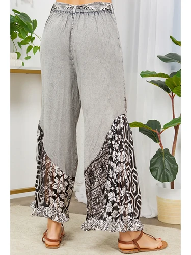 Stonewashed Embroidered Patchwork Pants | Sienna Blue Co Stonewashed Embroidered Patchwork Pants | Sienna Blue Co