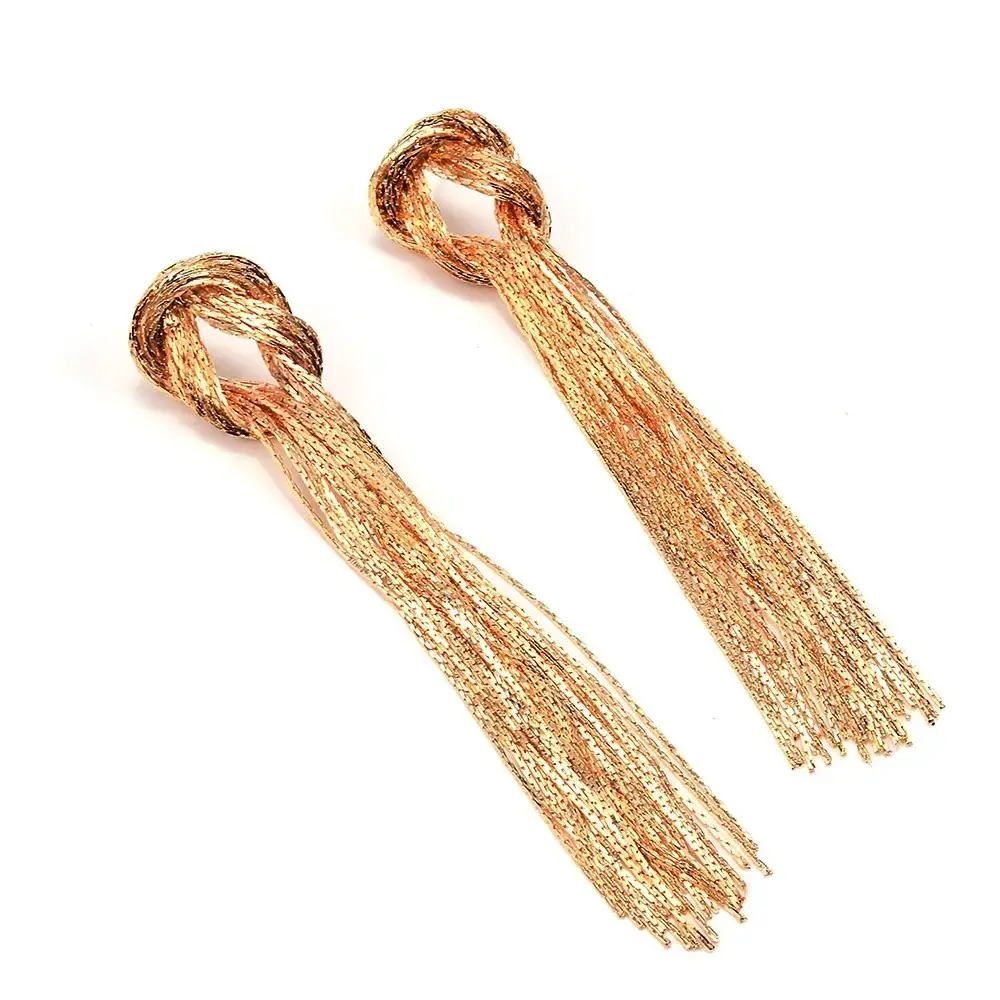 Knot Tassel Gold Drop Earrings