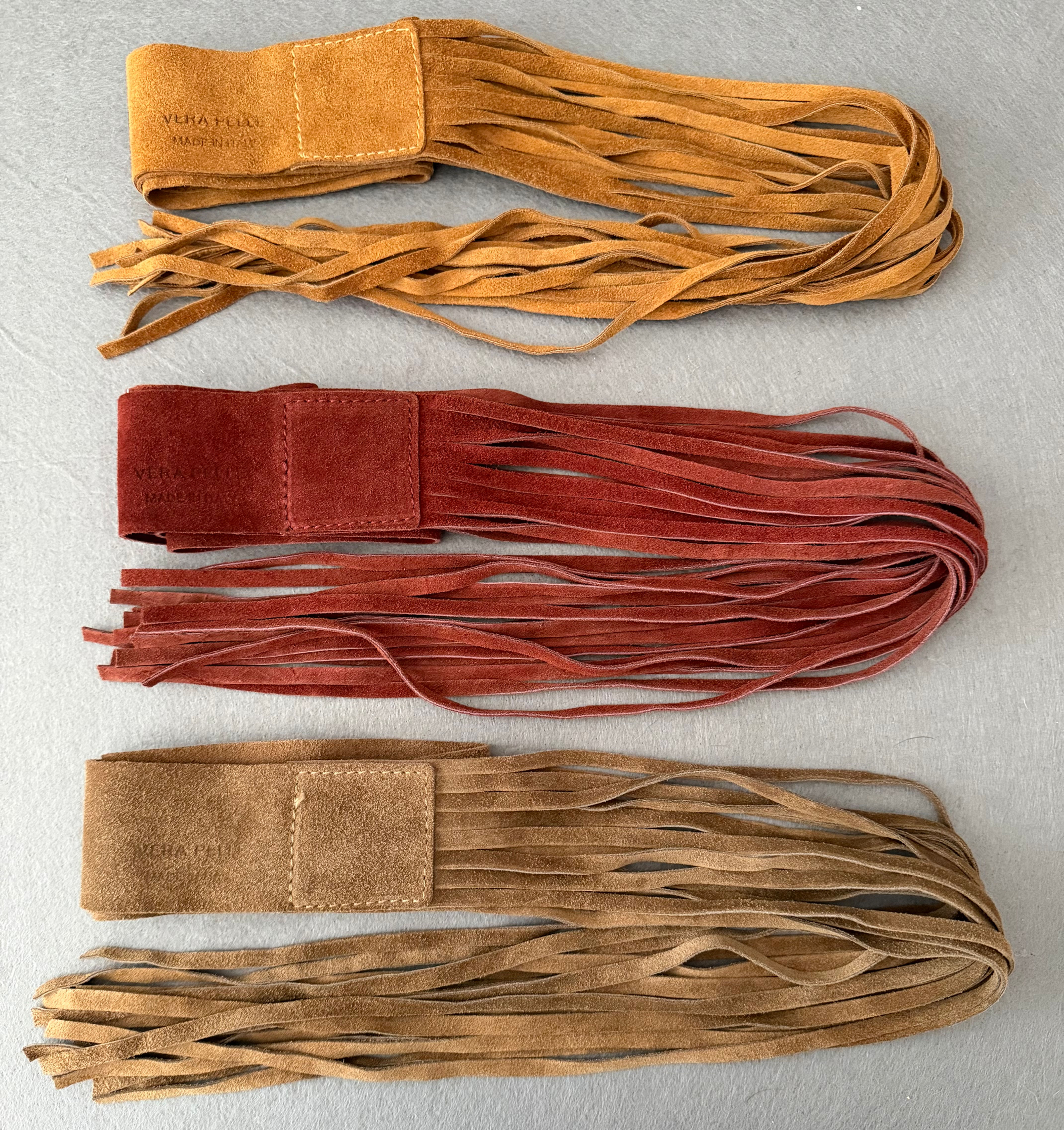 Wrap Genuine Suede Belt long fringes Made in Italy