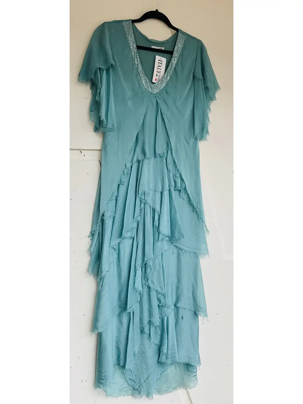 Thumbnail: Silk and sequin long dress