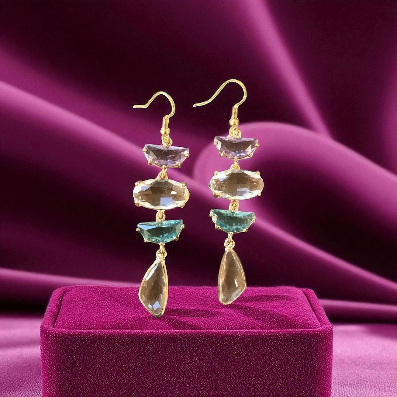 DROP EARRINGS blue, purple, pink pastel