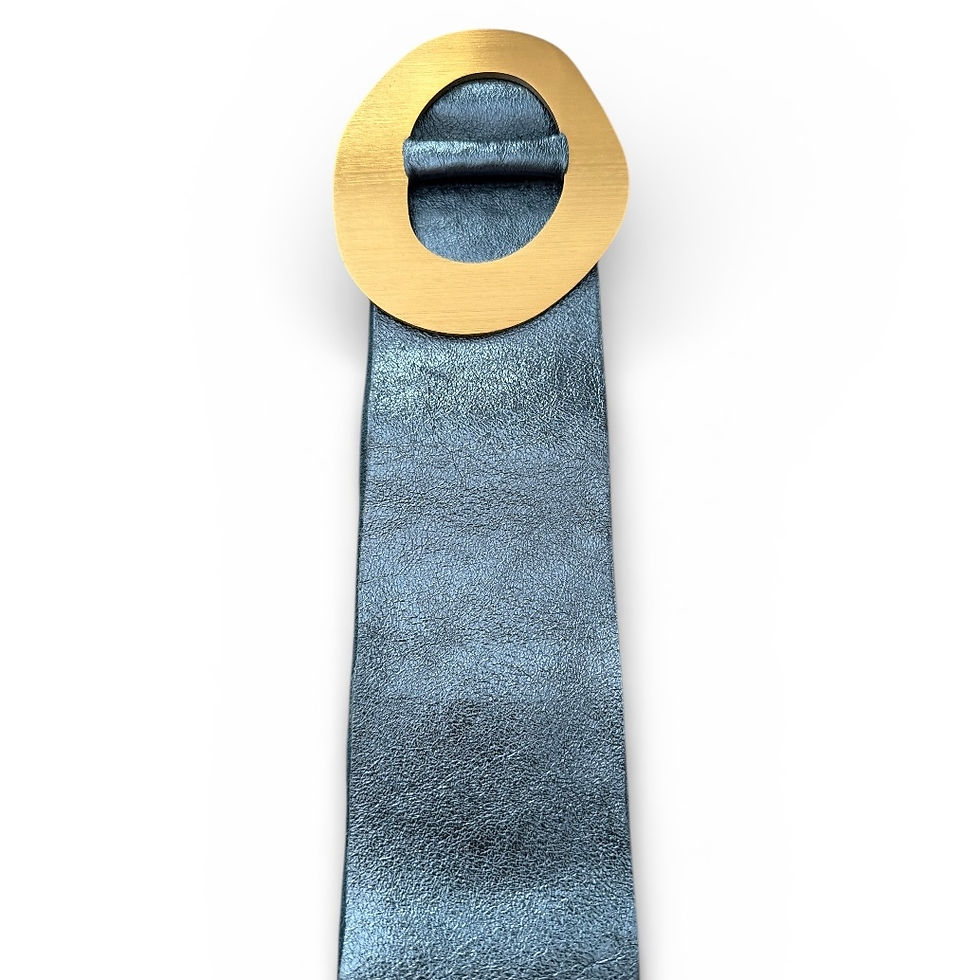 Thumbnail: Metallic Belt Suede Leather wit wide Buckle