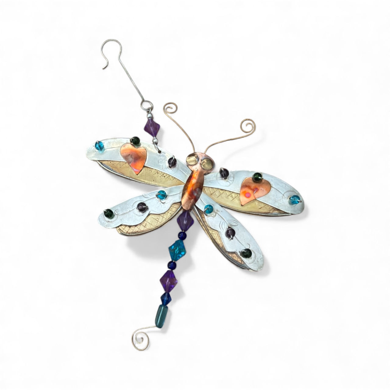Bronze Nickel and Copper Hanging Ornament Handmade Dragonfly
