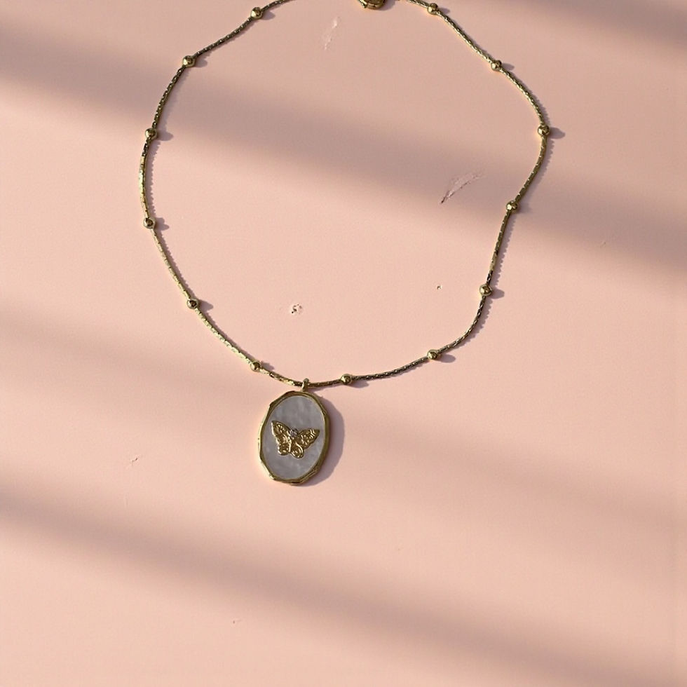 Thumbnail: Gold plated, mother of Pearl Butterfly  Locket