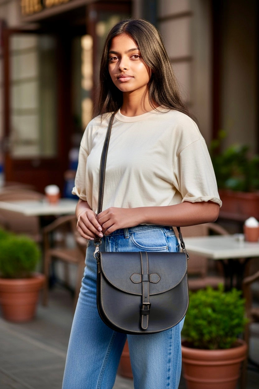 Thumbnail: Black Leather Tote Medium size