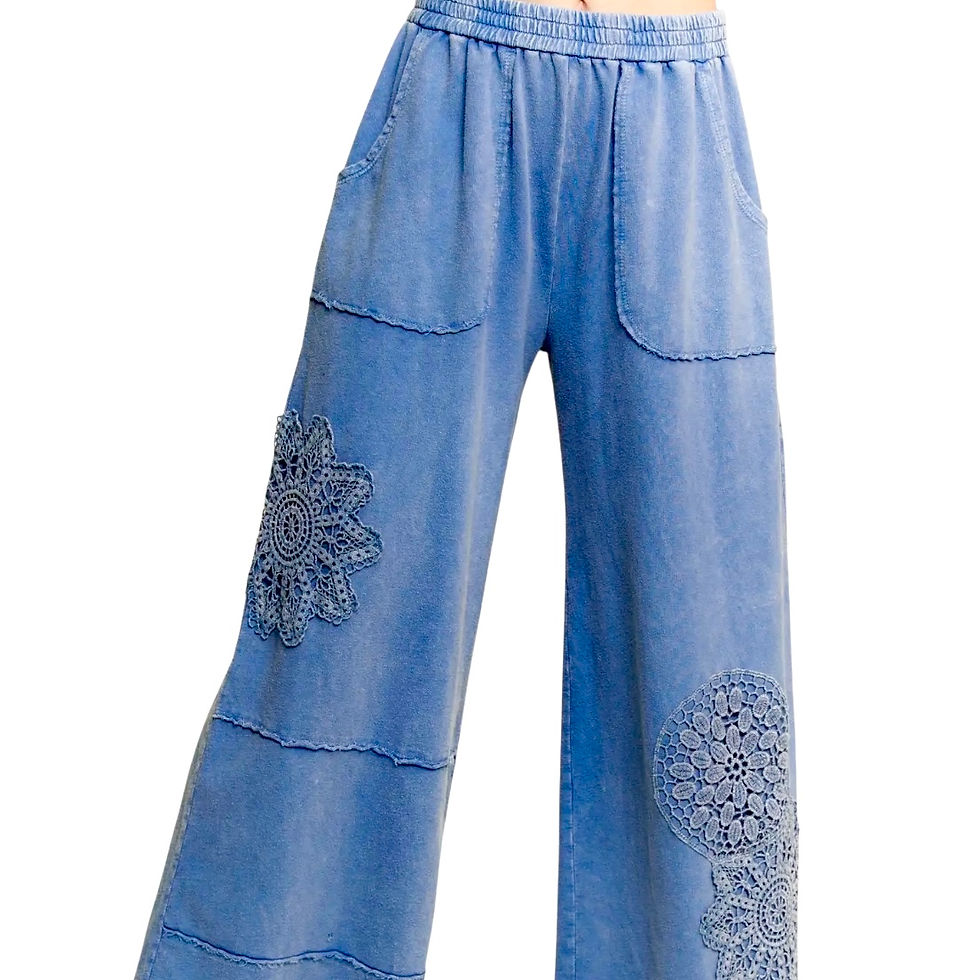 Thumbnail: Mineral Washed Doily Wide Leg  Pants Size M Pockets