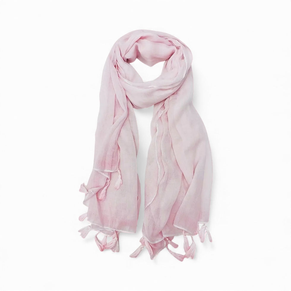 Thumbnail: SOLID TASSEL-TRIM SCARF 100% Cotton
