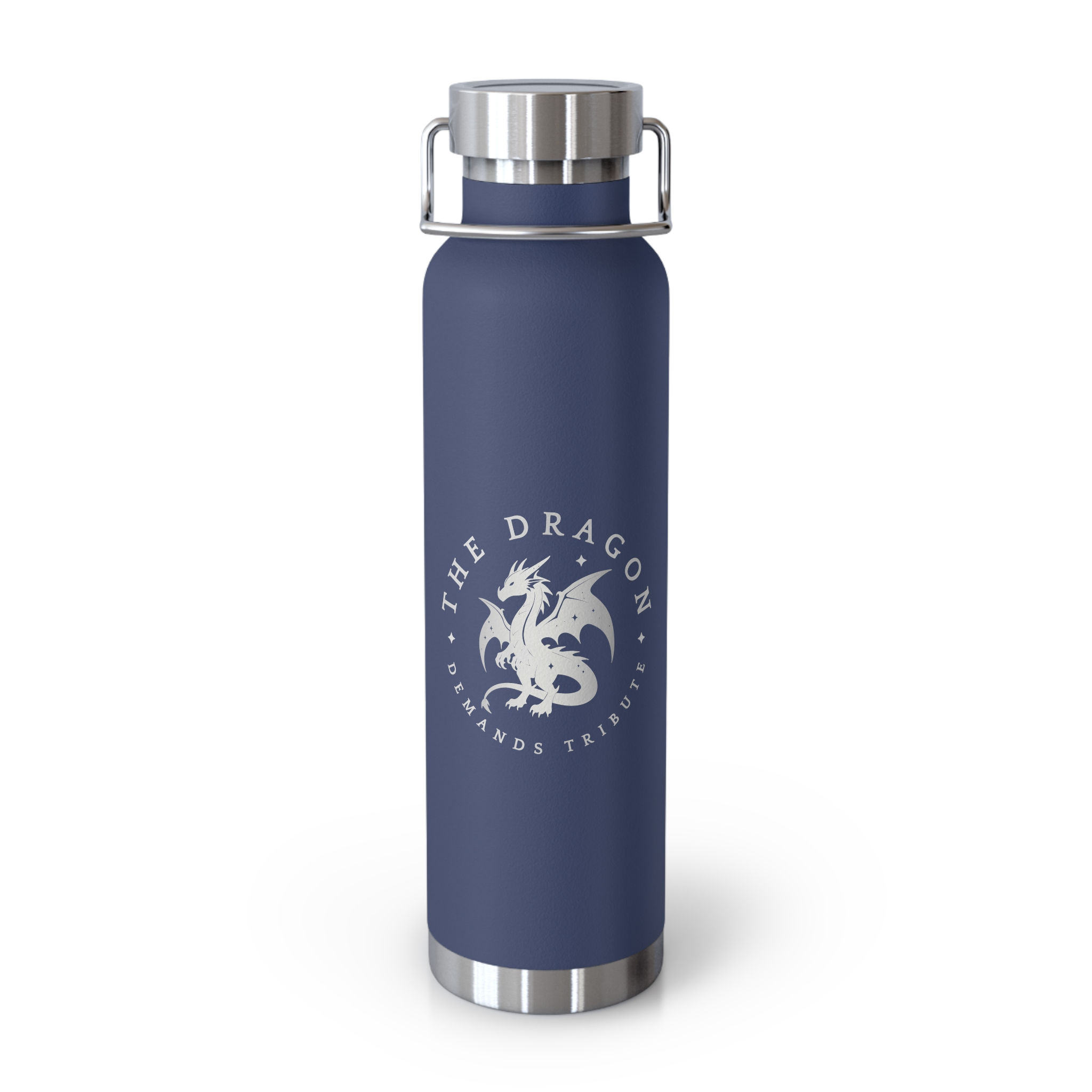 Dragon Demands Tribute Insulated Water Bottle, 22oz - Light Design