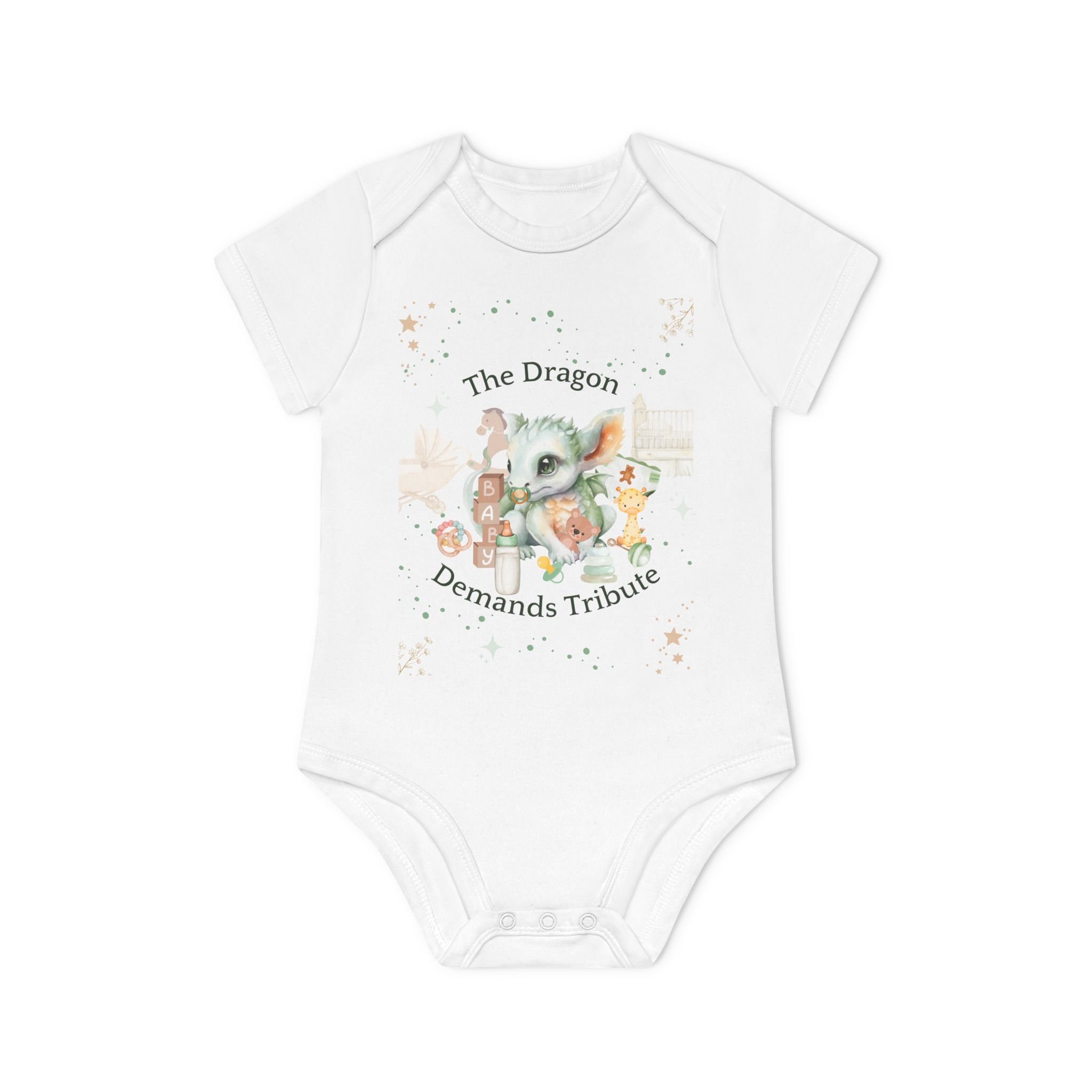 Dragon Baby Bodysuit, Organic Onesie, Green, Eco-Friendly gift, Baby Shower