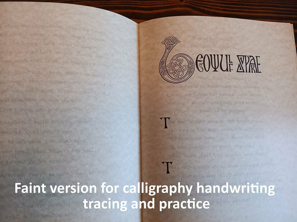 Thumbnail: Beowulf Printable Illuminated Story Calligraphy Workbook - Learn uncial script,