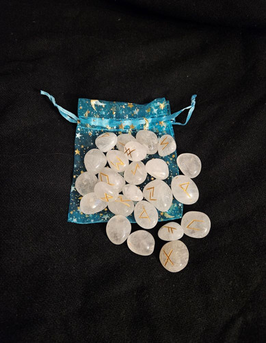 Quartz Rune Set with Symbol Sheet | Crystal Shop