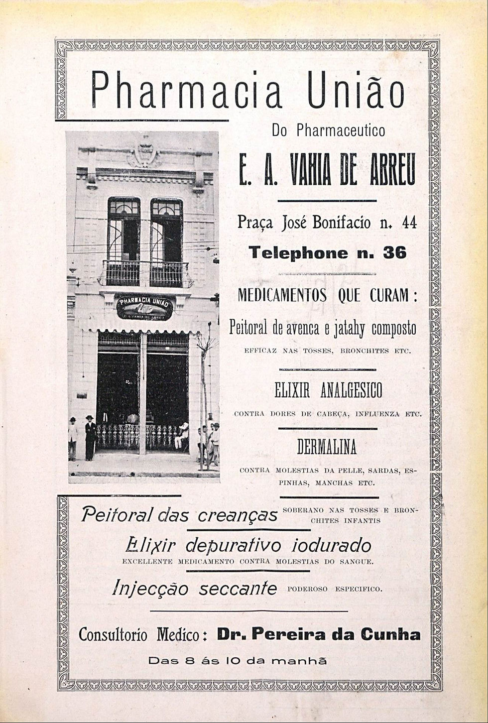 Folheto da Pharmacia União em que Jorge Rossmann trabalhou (origem: 1914)