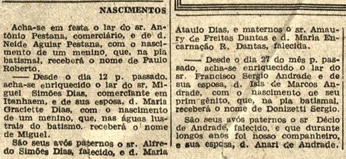 Nascimento de Miguel Simões Dias Junior. 17 abr 1955 (A Tribuna)