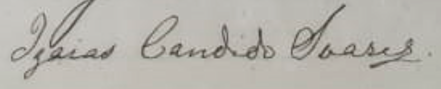 Assinatura de Izaias Cândido Soares em ata da Câmara, 1882 (Arquivo Público do Estado de SP)