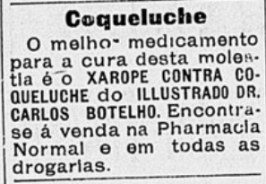 Xarope contra coqueluche. Correio Paulistano, 1903.