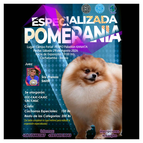 Exposición Especializada Pomerania organizada por el Kennel Club Boliviano en Cochabamba