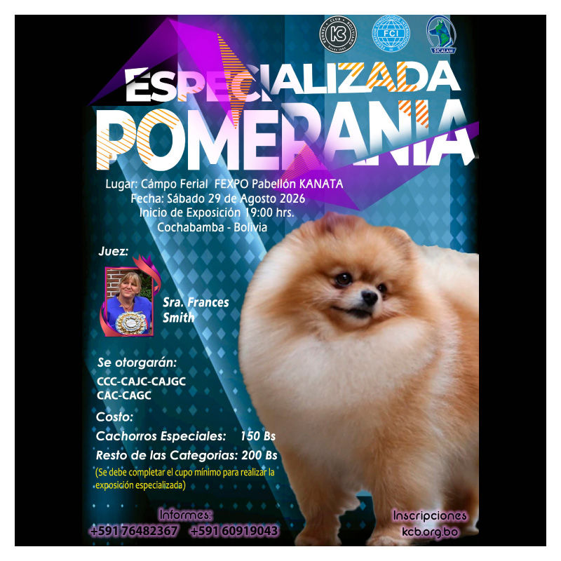 Exposición Especializada Pomerania organizada por el Kennel Club Boliviano en Cochabamba