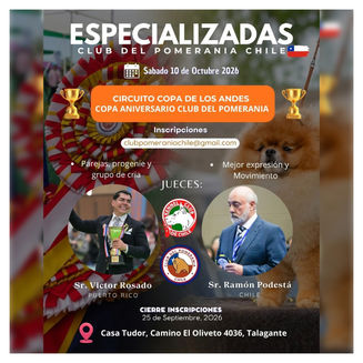 Especializadas del Club del Pomerania Chile 2026: Aniversario y Copa de Los Andes