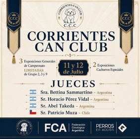 Corrientes Can Club organiza tres exposiciones de campeonato y dos especiales de cachorros para julio de 2025