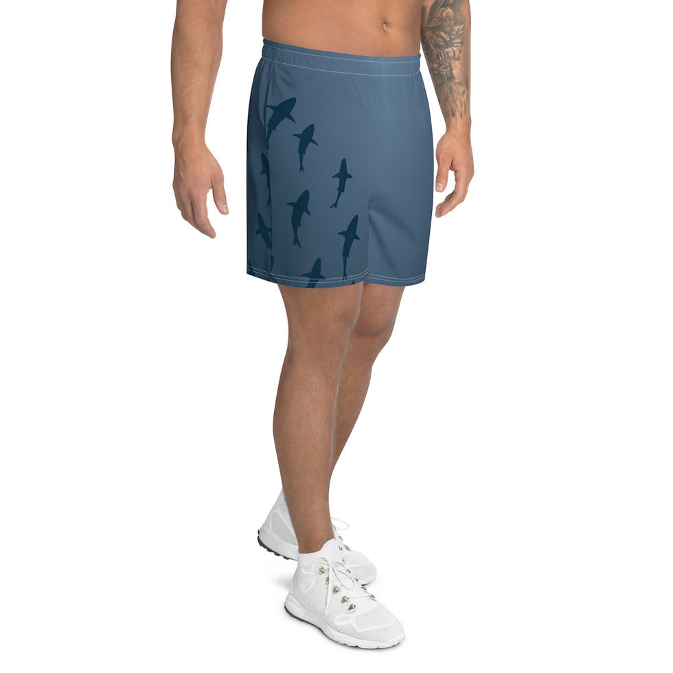 Thumbnail: Shark Silhouette Men's Athletic Long Shorts