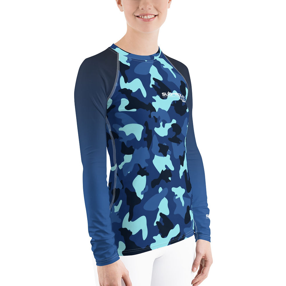 Thumbnail: 'Blue Camo' Ladies Rash Guard
