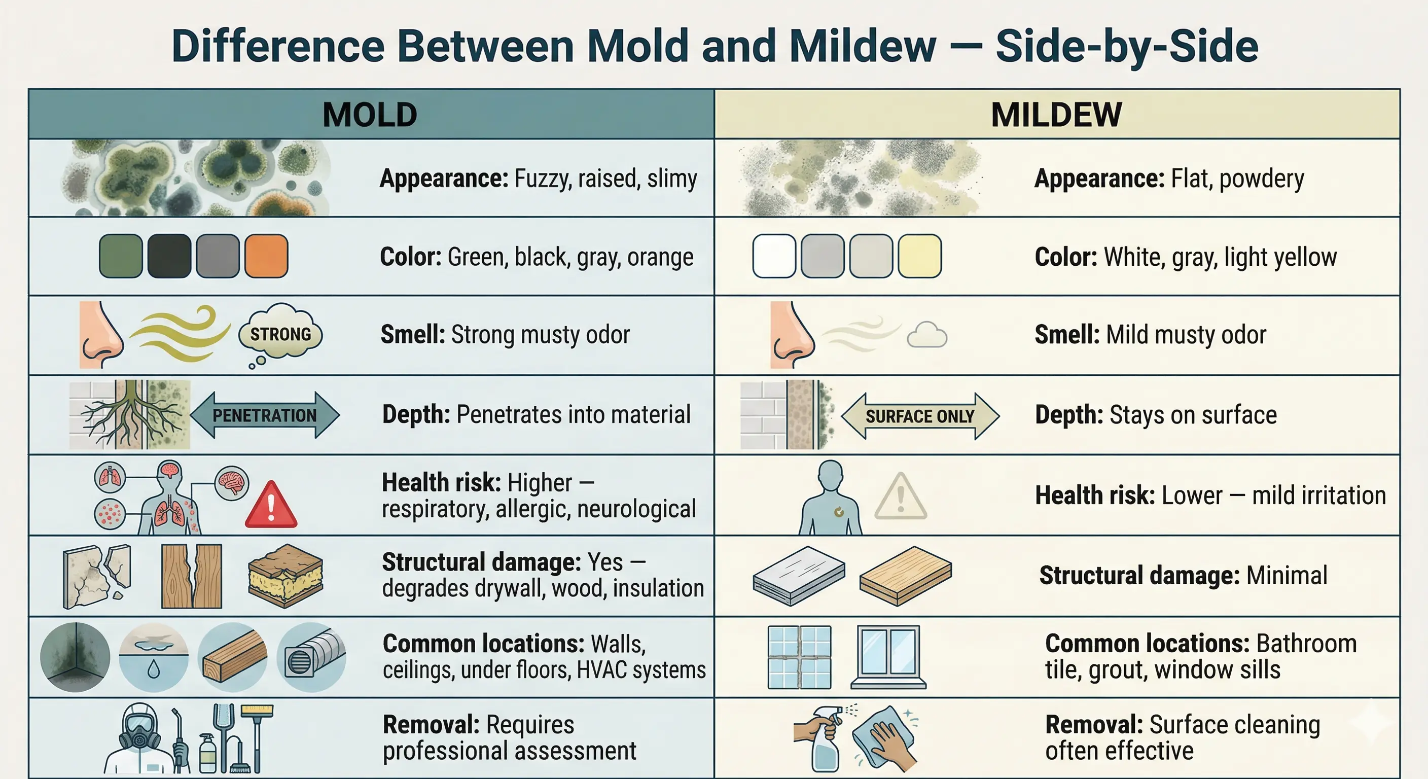 Difference Between Mold and Mildew — Side-by-Side