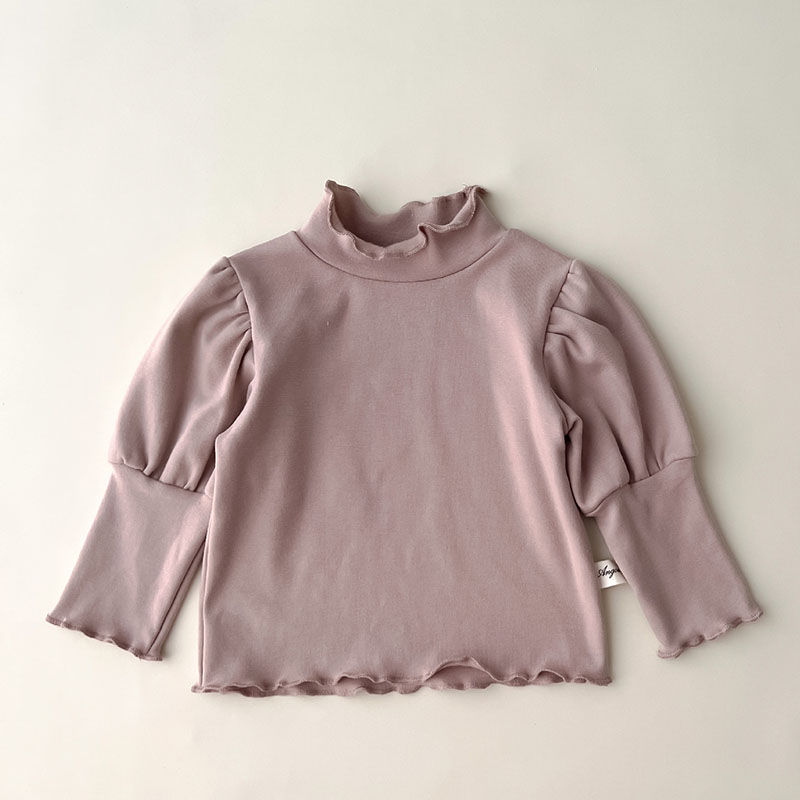 Thumbnail: High Collar Long Sleeve Cotton T-shirt for Baby Girls