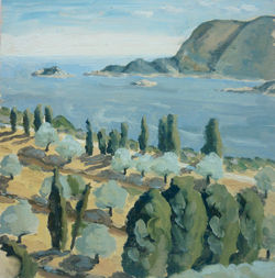 Cypresses and olive trees, Allonisos