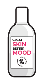 Sticker de agua micelar con la frase "great skin better mood"