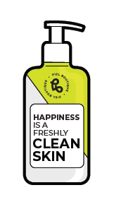 Sticker de limpiador facial con la frase "happiness is a freshly clean face"