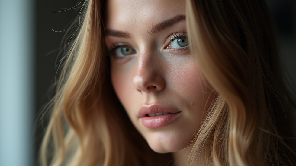 Close-up view of a woman with beautiful long hair extensions